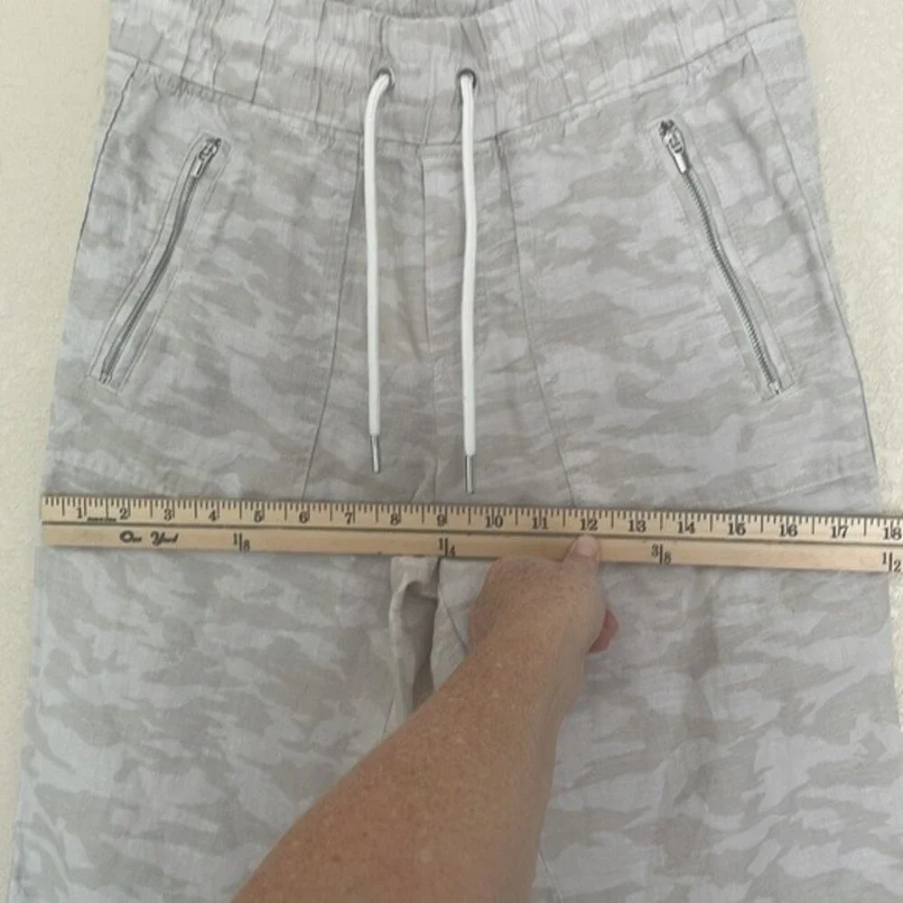 Athleta Cabo Tide Linen Jogger Pants Travel Zip Pockets NWOT camo print