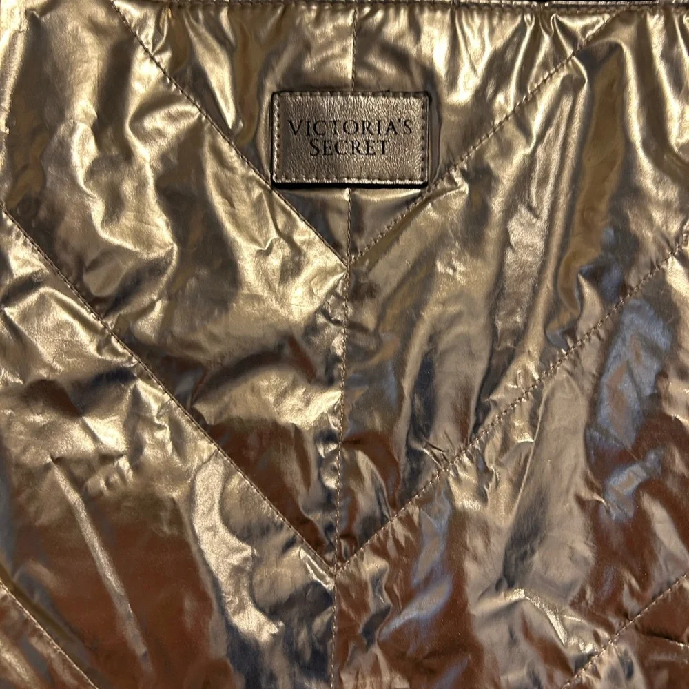 Victoria’s Secret large metallic gold puffer tote