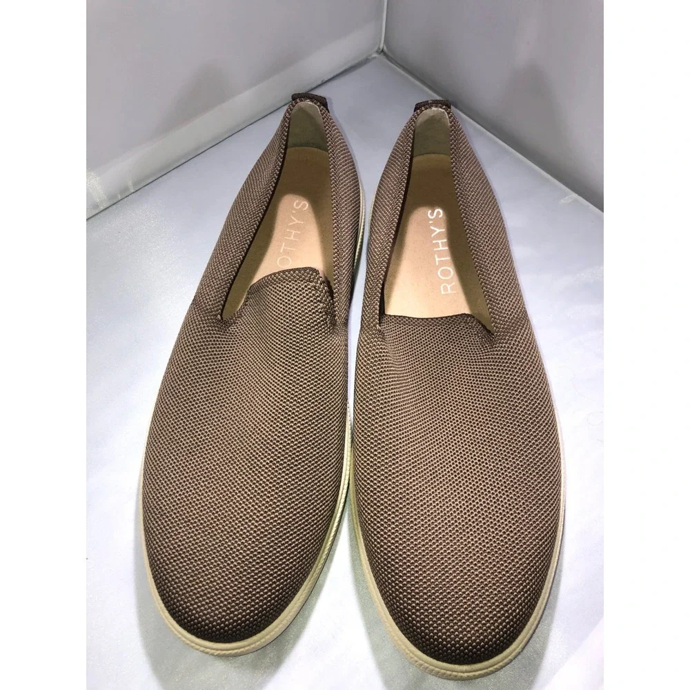 Rothys Mens RS01 Sneaker Brown Knit Slip On Casual Shoes Size 9.5