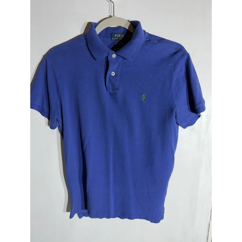 Polo Ralph Lauren Polo Royal Blue Custom Slim Fit Side Med With Green Pony