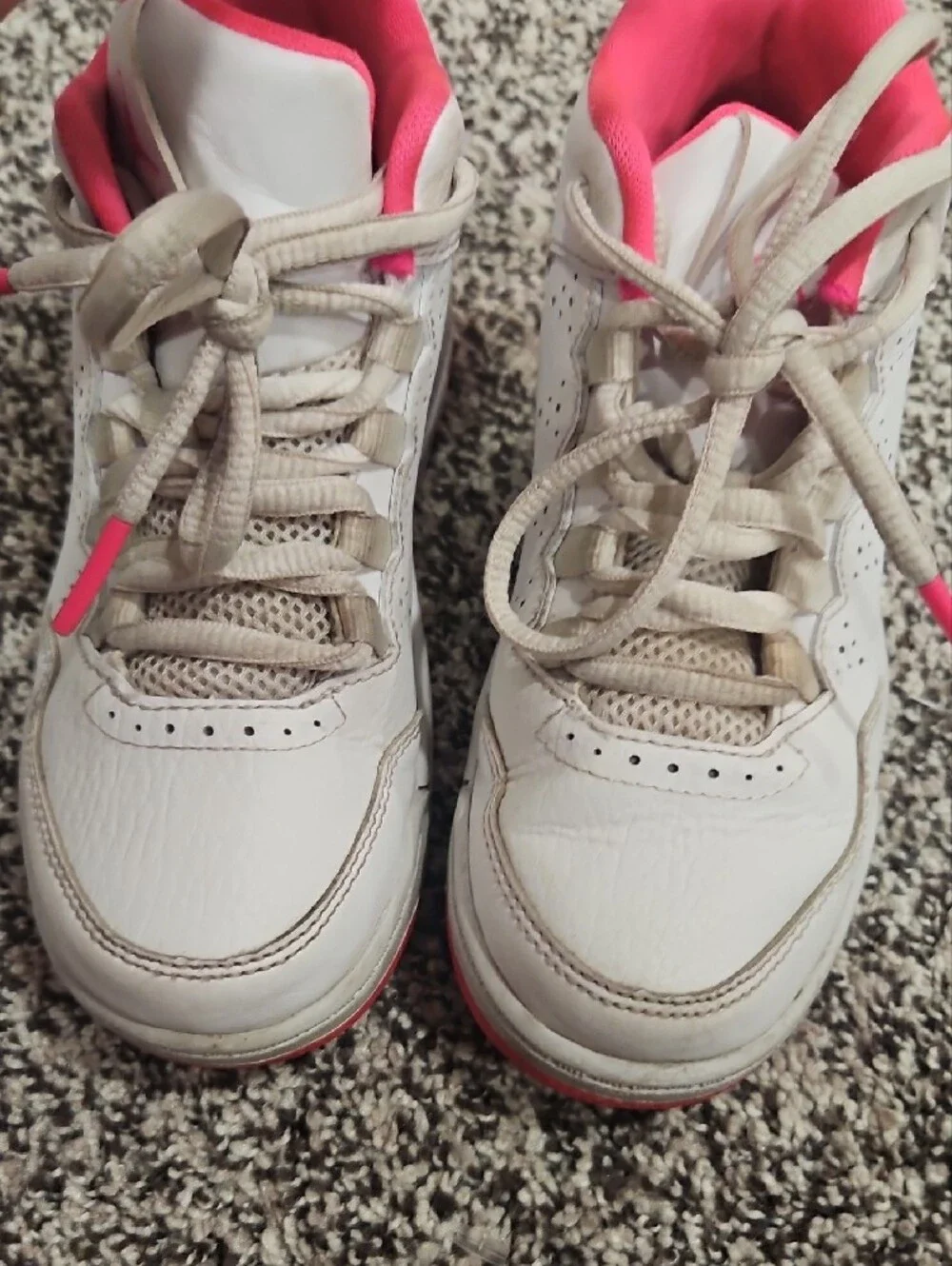 Jordan Kids White Sneakers with Pink Accents