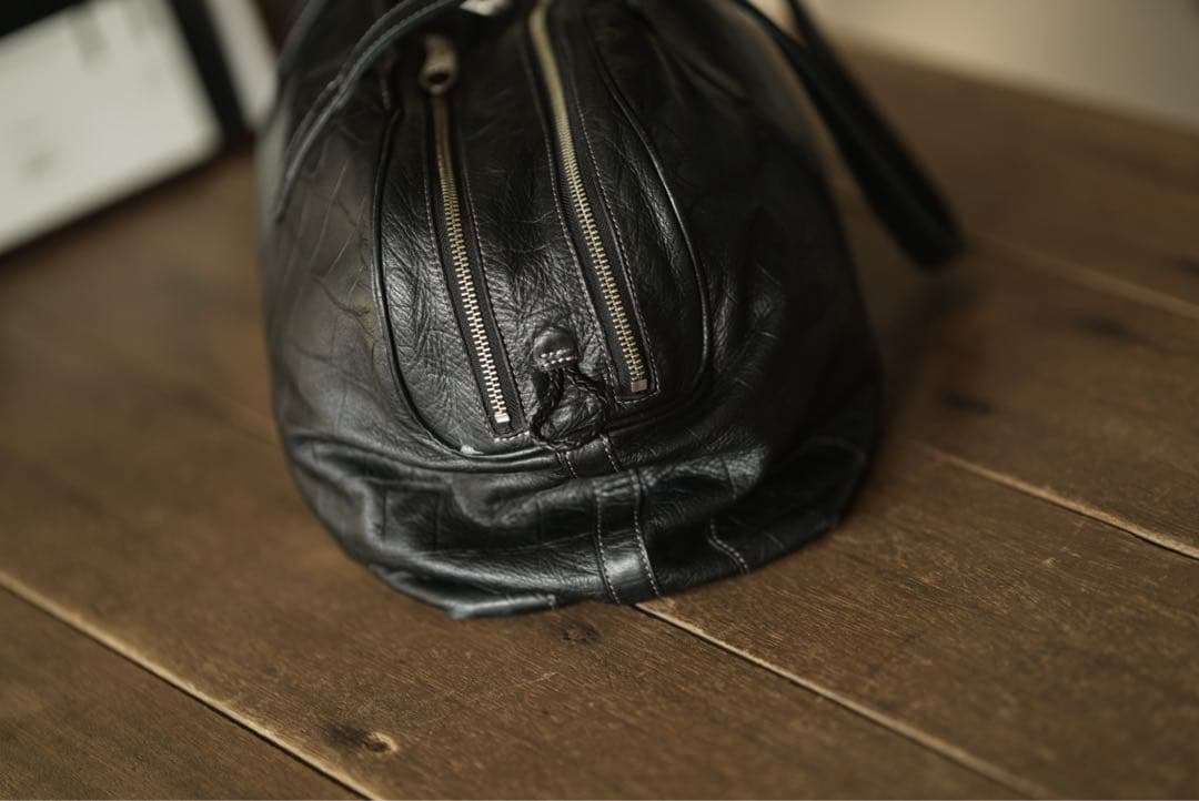 aniary Crocodile Embossed Leather Duffle Bag Black Boston