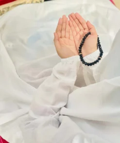 Plain Namaz Chadar with sleeves and Niqab - White