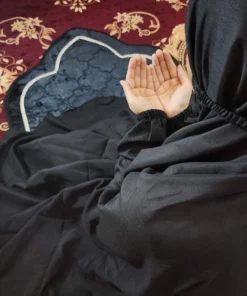 Plain Namaz Chadar with sleeves and Niqab - Black