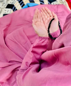 Plain Namaz Chadar with sleeves and Niqab - Mauve Pink